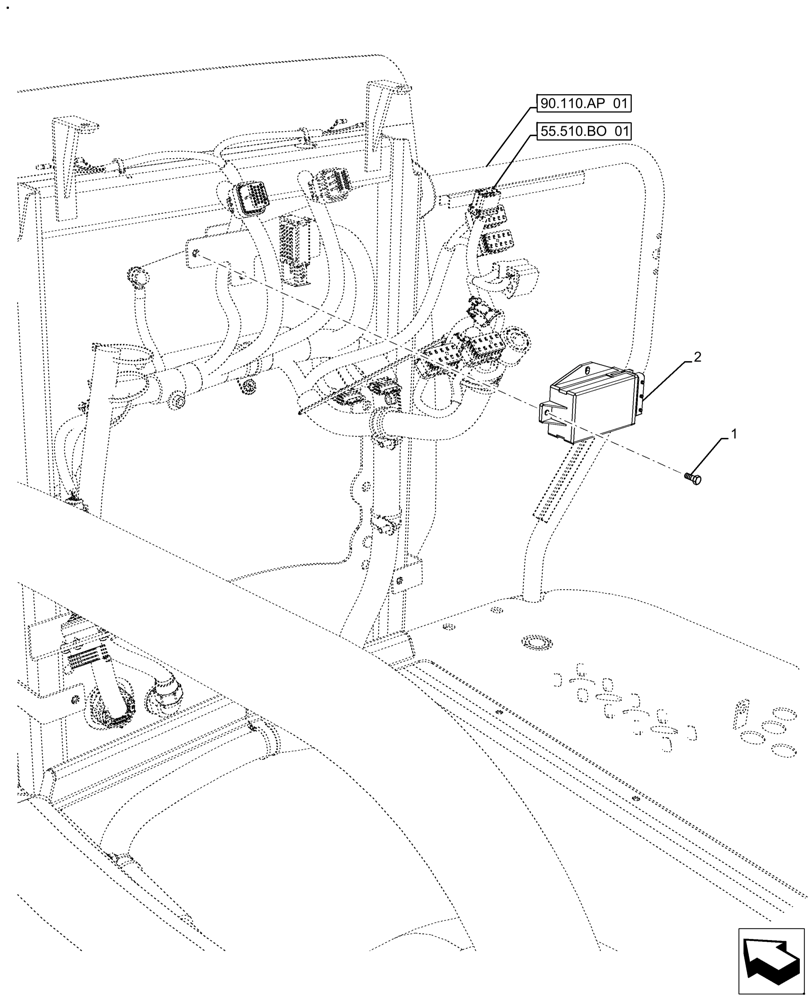 Схема запчастей Case IH FARMALL 110A - (55.404.DB[02]) - VAR - 393315 - FLASHER UNIT, W/O CAB (55) - ELECTRICAL SYSTEMS