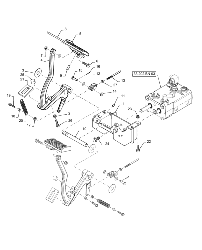 Схема запчастей Case IH 7140 - (33.202.BN[02]) - BRAKE, BRAKE LINES, PEDAL, BRAKE LINES (33) - BRAKES & CONTROLS