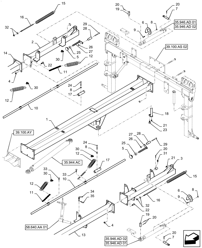 Схема запчастей Case IH WR201 - (39.100.AS) - FRAME, REAR (39) - FRAMES AND BALLASTING