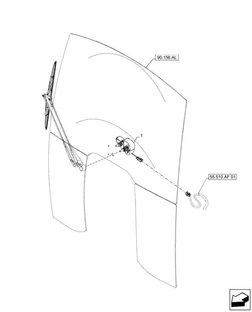 Схема запчастей Case IH FARMALL 140A - (55.518.AZ) - VAR - 391610 - WINDSHIELD WIPER, MOTOR, CAB (55) - ELECTRICAL SYSTEMS