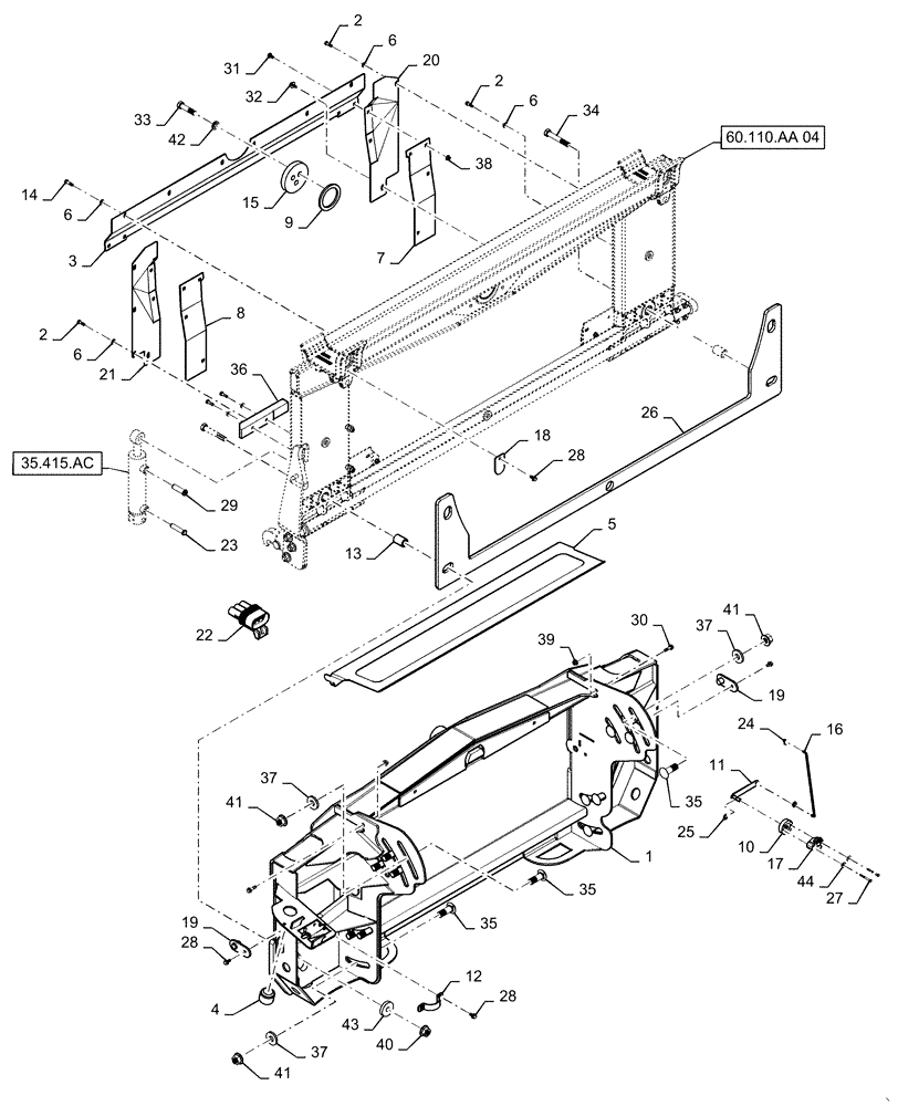 Схема запчастей Case IH 5140 - (60.110.AA[03]) - VAR - 425081, 425082, 425086, 425087 - ADAPTER, FEEDER, ASN YEG012701 (60) - PRODUCT FEEDING