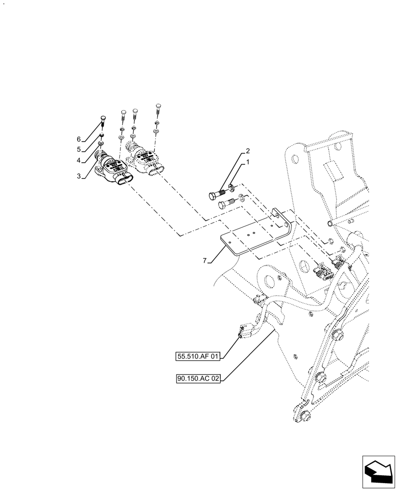 Схема запчастей Case IH FARMALL 140A - (55.405.CW) - VAR - 391610 - BRAKE, SWITCH (55) - ELECTRICAL SYSTEMS