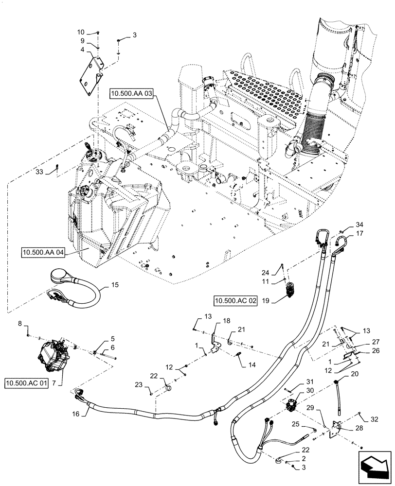 Схема запчастей Case IH STEIGER 620 - (10.500.AD[02]) - DEF/ADBLUE™ LINES, ASN ZEF303001 (10) - ENGINE