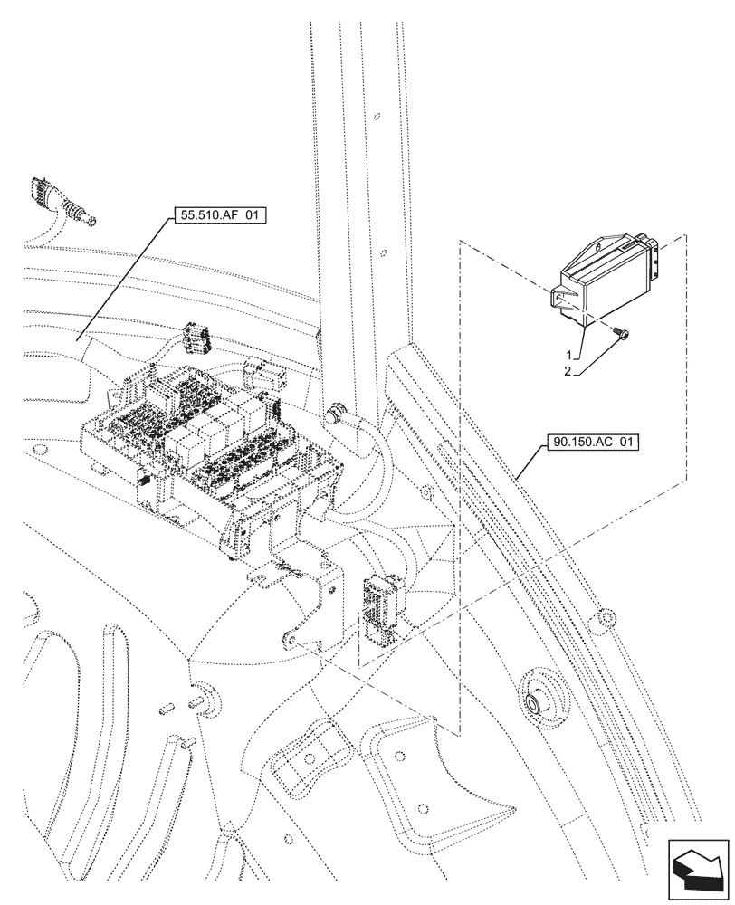 Схема запчастей Case IH FARMALL 130A - (55.404.DB[01]) - VAR - 391610 - FLASHER UNIT, CAB (55) - ELECTRICAL SYSTEMS