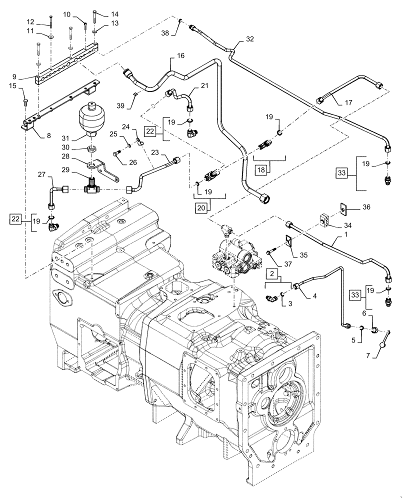 Схема запчастей Case IH MAGNUM 340 - (21.506.BE[01]) - TRANSMISSION - PST - REGULATING SYSTEM (21) - TRANSMISSION