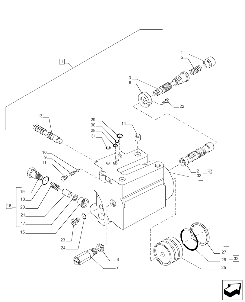 Схема запчастей Case IH FARMALL 120A - (35.114.AA) - VAR - 336784, 339784, 390344 - HYDRAULIC LIFT, CYLINDER (35) - HYDRAULIC SYSTEMS