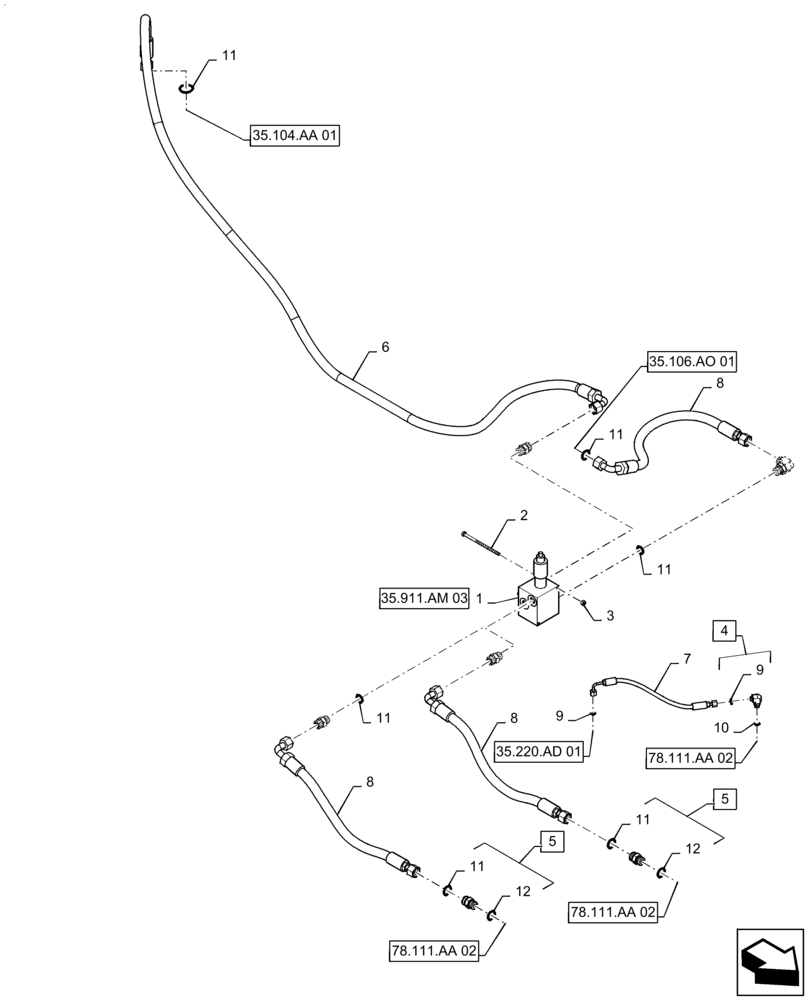 Схема запчастей Case IH PATRIOT 3340 - (35.911.AM[02]) - PRODUCT CONTROL VALVE ASSY (35) - HYDRAULIC SYSTEMS