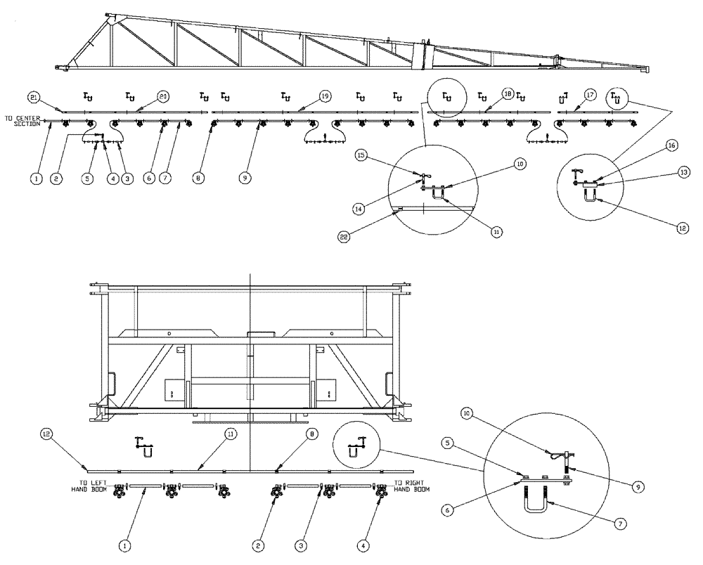 Схема запчастей Case IH PATRIOT WT - (09-036[01]) - 90 6-BOOM SHUTOFF - 20" ON CENTER - NOZZLES Liquid Plumbing