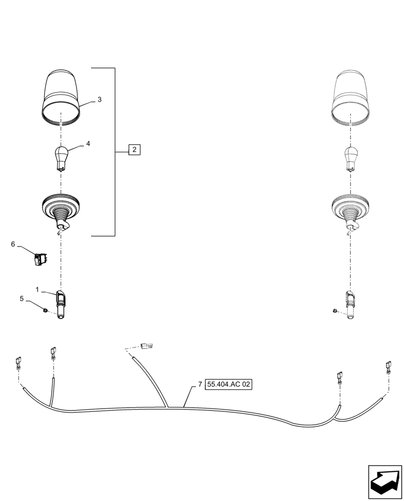 Схема запчастей Case IH PATRIOT 4440 - (55.404.AC[04]) - DUAL BEACON LIGHT (55) - ELECTRICAL SYSTEMS