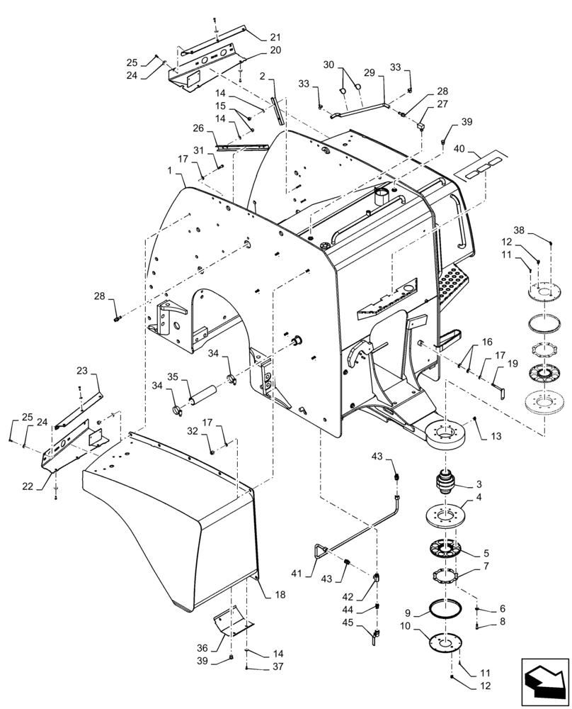 Схема запчастей Case IH QUADTRAC 580 - (39.100.AS[04]) - REAR FRAME, 550, 580, 600, 620, ASN ZEF303001 (39) - FRAMES AND BALLASTING