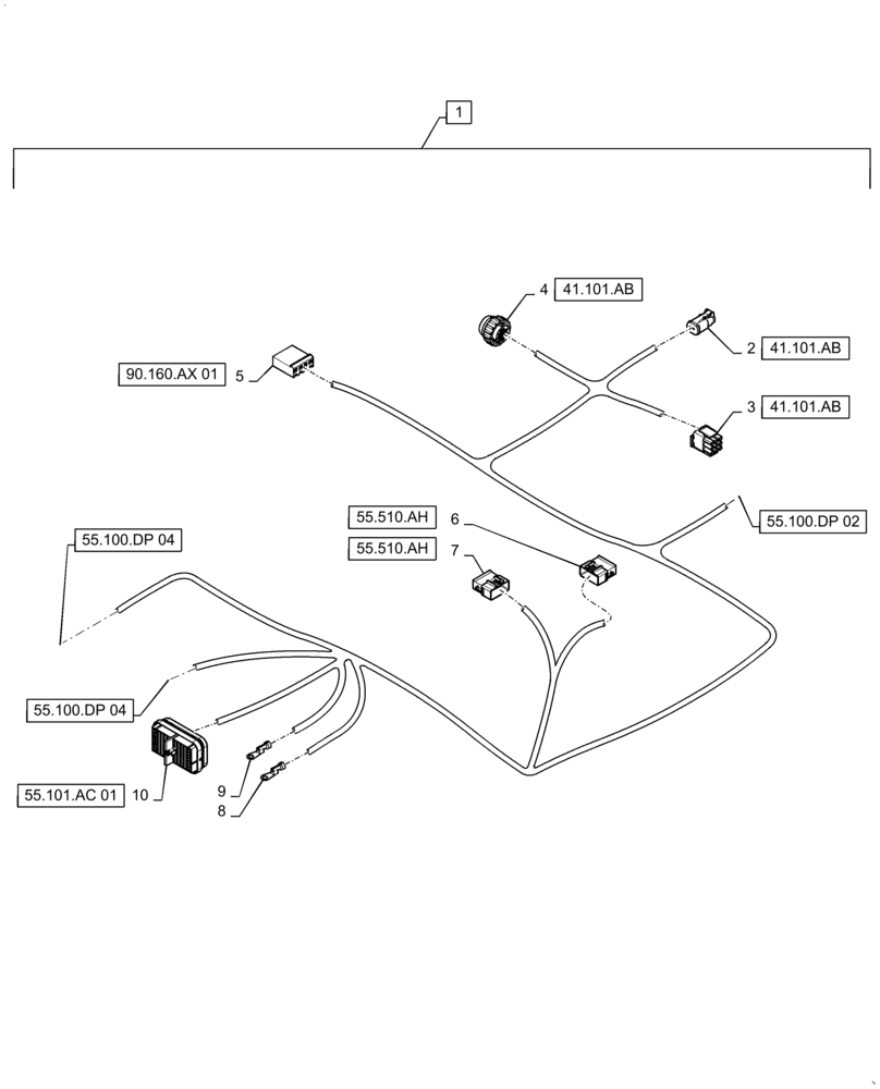 Схема запчастей Case IH WD1504 - (55.100.DP[03]) - WIRE HARNESS & CONNECTOR, DRAPER, CD4 (CONT.) (55) - ELECTRICAL SYSTEMS