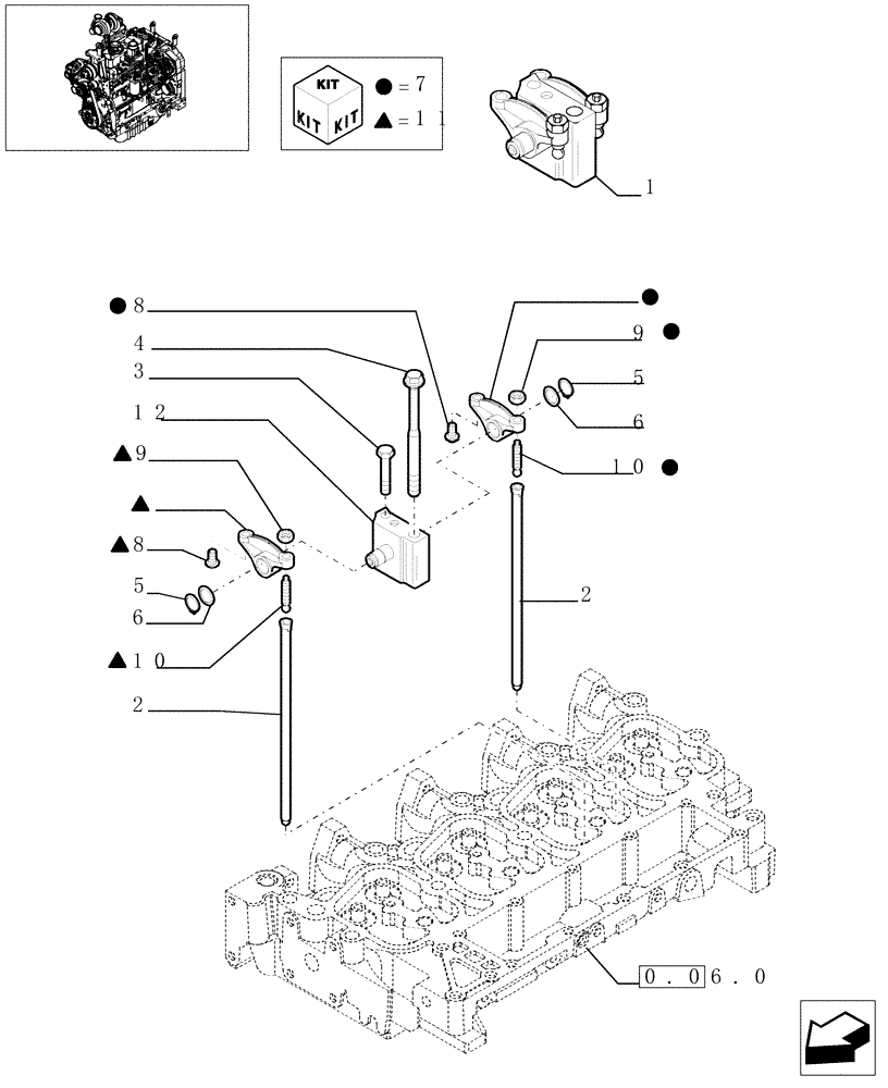 Схема запчастей Case IH MXU100 - (0.06.6) - ROCKER SHAFT (01) - ENGINE