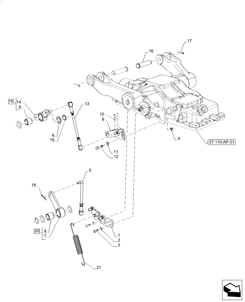 Схема запчастей Case IH FARMALL 140A - (37.108.AE[01]) - VAR - 336784, 339784, 390344 - LIFT LINK, ROD, EXTERNAL CONTROL (37) - HITCHES, DRAWBARS & IMPLEMENT COUPLINGS