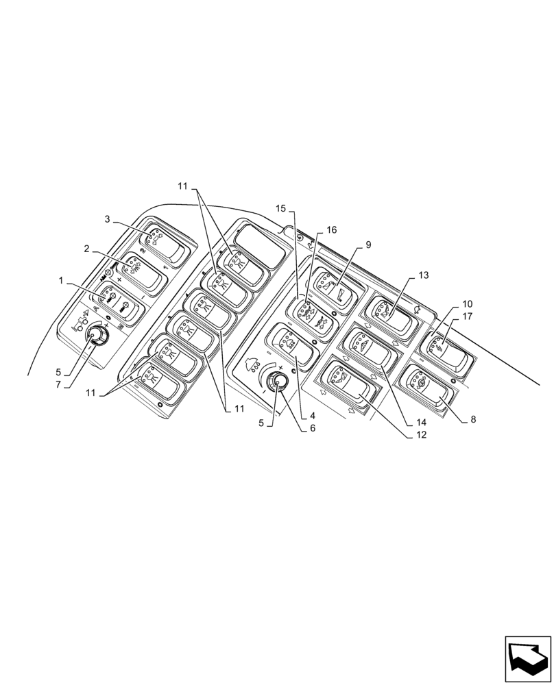 Схема запчастей Case IH PATRIOT 3340 - (55.512.CS[01]) - RIGHT HAND ARMREST SWITCHS (55) - ELECTRICAL SYSTEMS