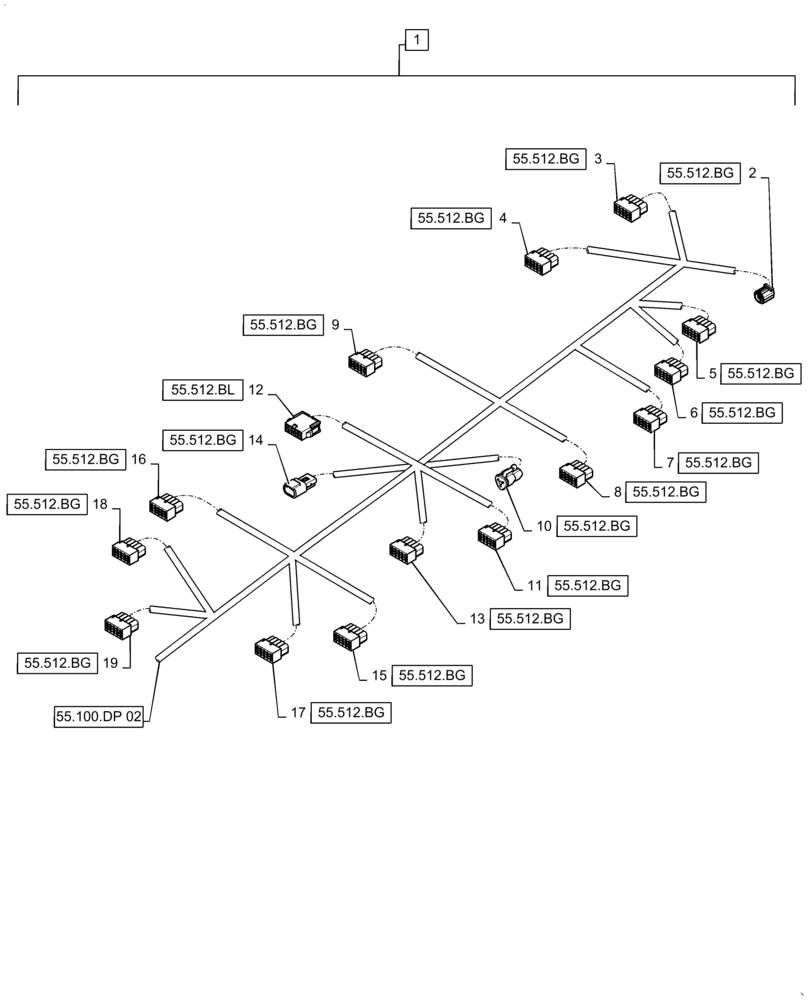 Схема запчастей Case IH WD1504 - (55.100.DP[01]) - WIRE HARNESS & CONNECTOR, DRAPER, CD4 (55) - ELECTRICAL SYSTEMS