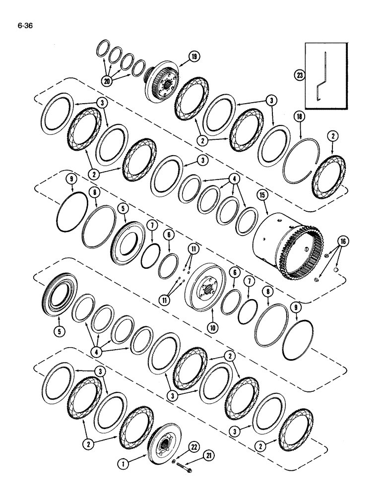 Схема запчастей Case IH 3594 - (6-036) - TRANSMISSION, (C2) AND (C3) CLUTCHES (06) - POWER TRAIN