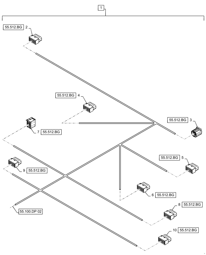 Схема запчастей Case IH WD2504 - (55.100.DP[01]) - WIRE HARNESS & CONNECTOR, DRAPER, CD6 (55) - ELECTRICAL SYSTEMS