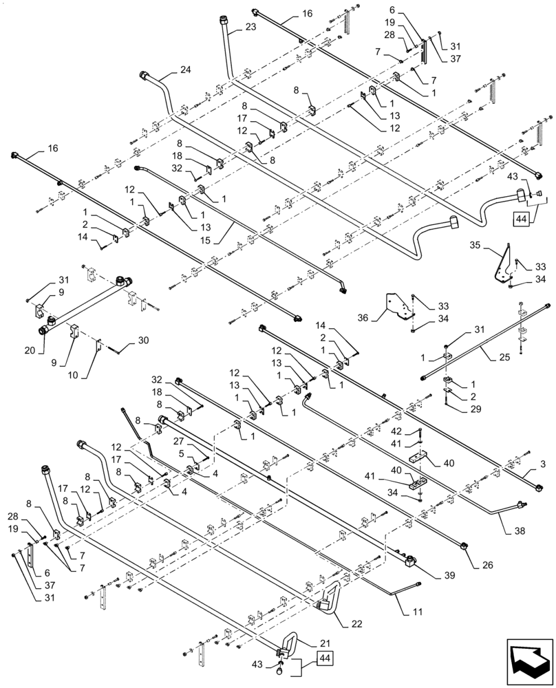 Схема запчастей Case IH PATRIOT 3240 - (35.220.AD[01]) - STEEL HYDRAULIC LINES (35) - HYDRAULIC SYSTEMS