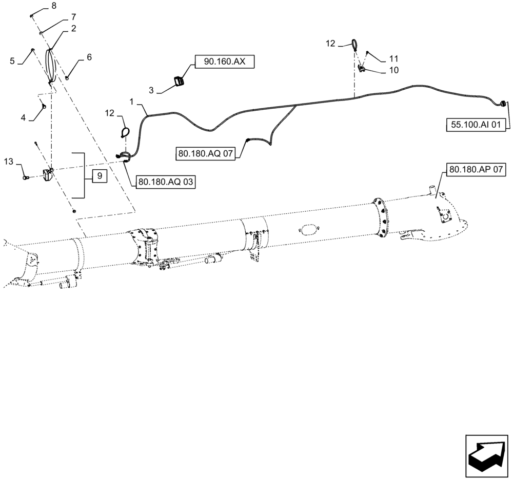 Схема запчастей Case IH 7230 - (55.404.CU[03]) - VAR - 425353, 425356 - WIRE HARNESS, UNLOADING TUBE (55) - ELECTRICAL SYSTEMS