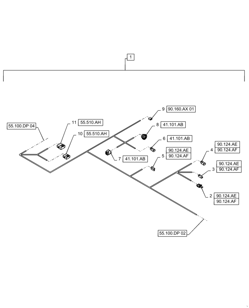 Схема запчастей Case IH WD2104 - (55.100.DP[03]) - WIRE HARNESS & CONNECTOR, DRAPER, CD6 (CONT.) (55) - ELECTRICAL SYSTEMS