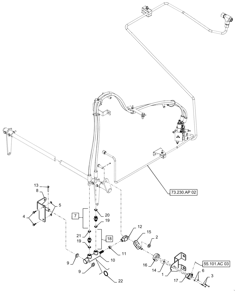 Схема запчастей Case IH 9240 - (73.230.AP[03]) - VAR - 425360, 425428 - HYDRAULIC CYLINDER, KNIFE, ADJUSTER (73) - RESIDUE HANDLING