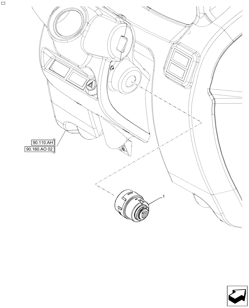 Схема запчастей Case IH FARMALL 120A - (55.201.AH[01]) - VAR - 391610, 393315 - IGNITION SWITCH (55) - ELECTRICAL SYSTEMS