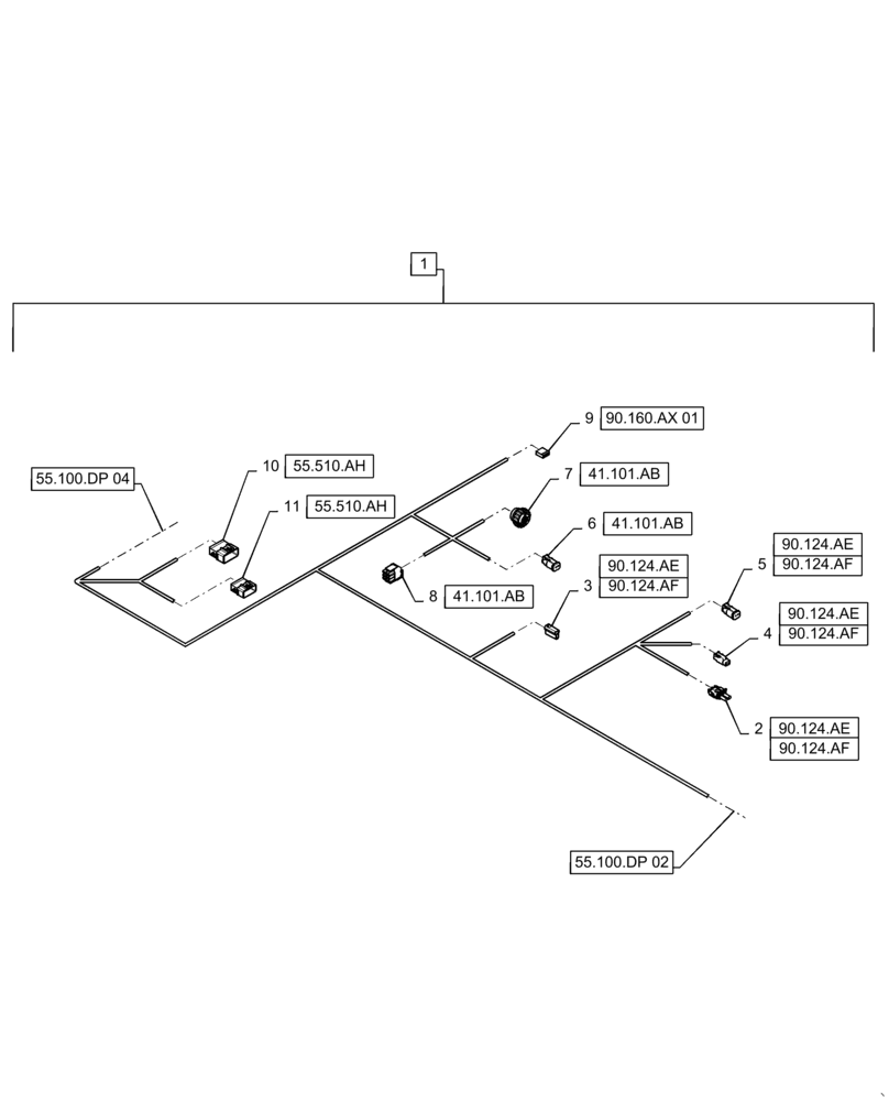 Схема запчастей Case IH WD2304 - (55.100.DP[03]) - WIRE HARNESS & CONNECTOR, DRAPER, CD6 (CONT.) (55) - ELECTRICAL SYSTEMS