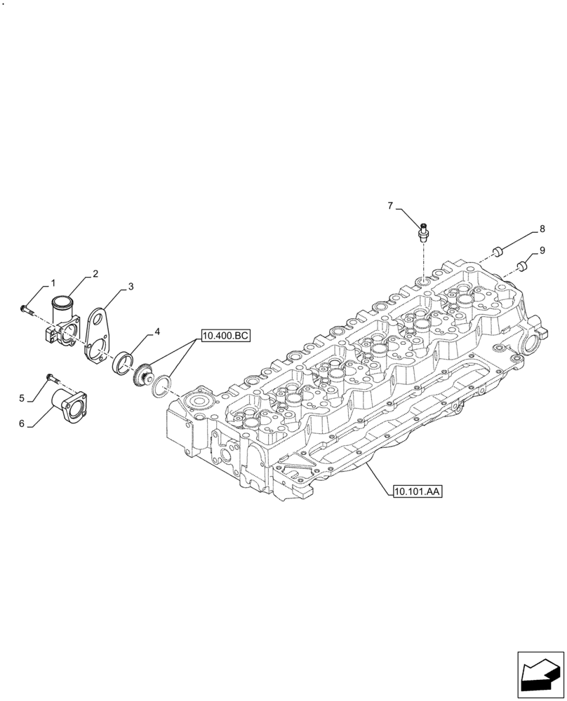 Схема запчастей Case IH F4HFE613A B004 - (10.400.AE[01]) - COOLANT HEATING LINES (10) - ENGINE