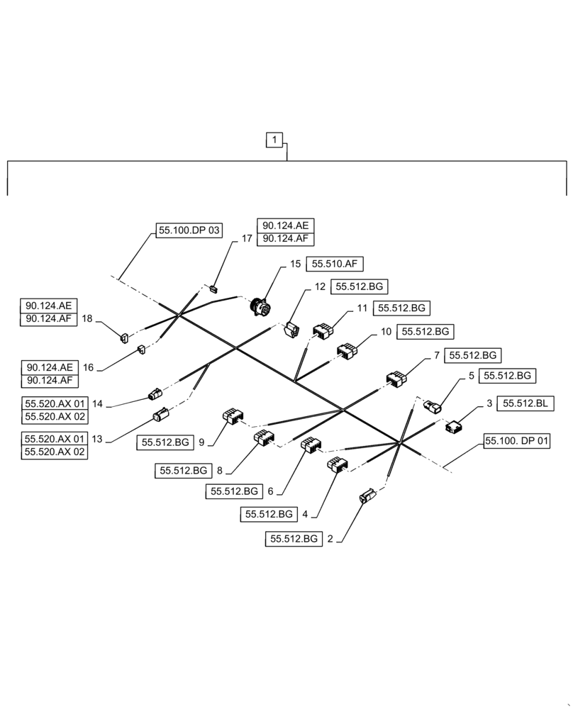 Схема запчастей Case IH WD2104 - (55.100.DP[02]) - WIRE HARNESS & CONNECTOR, DRAPER, CD6 (CONT.) (55) - ELECTRICAL SYSTEMS