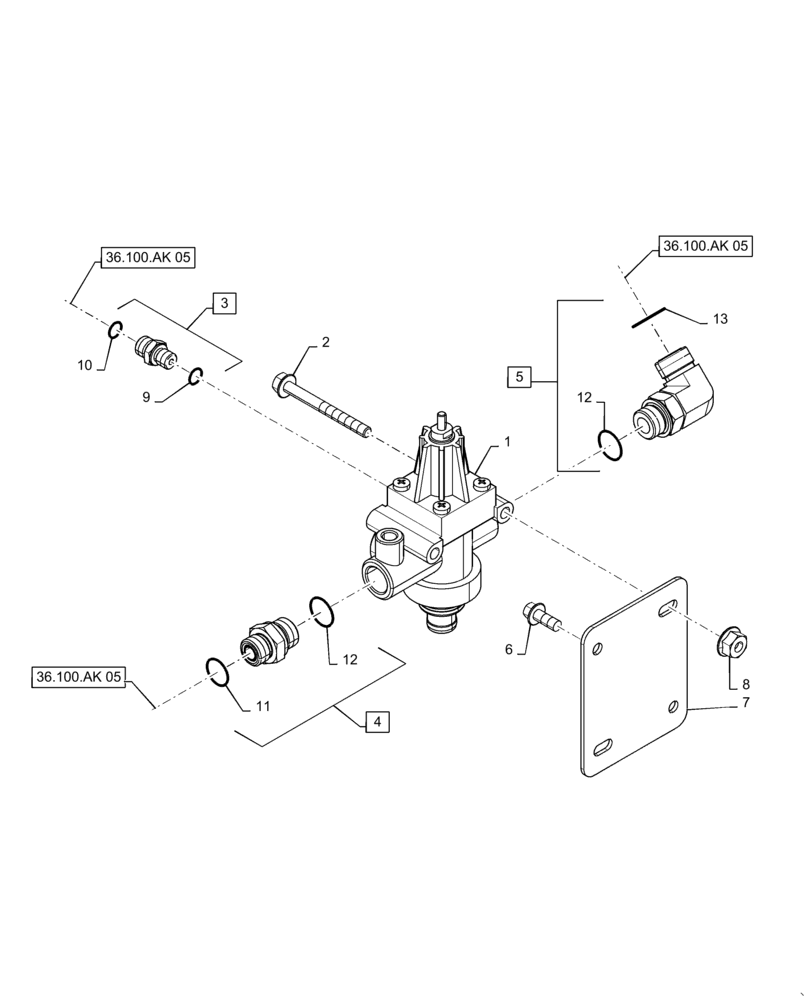 Схема запчастей Case IH 9240 - (36.100.AK[09]) - VAR - 722525 - PRESSURE RELIEF VALVE, AIR COMPRESSOR AND RESERVOIR (36) - PNEUMATIC SYSTEM