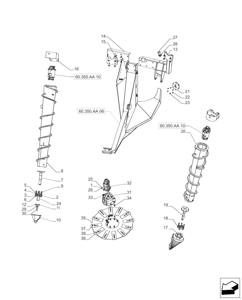 Схема запчастей Case IH A8800 - (60.350.AA[04]) - CROP DIVIDER, LH (60) - PRODUCT FEEDING