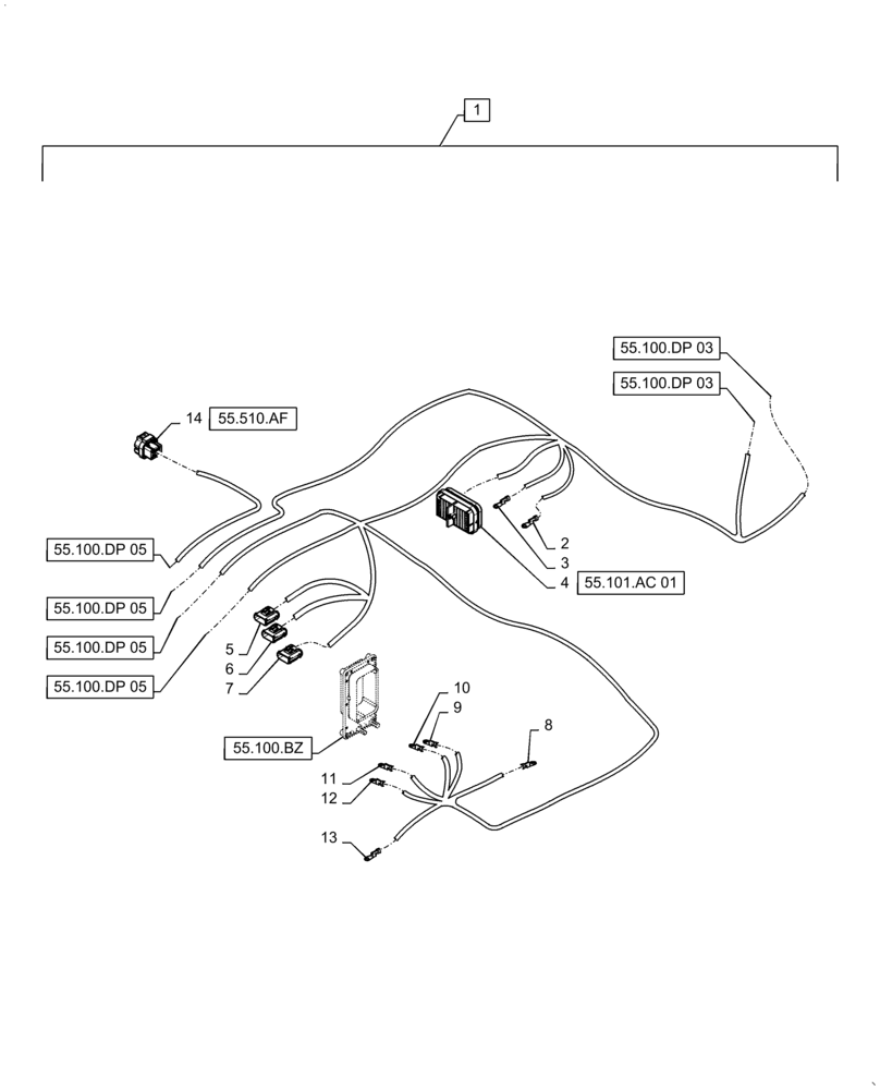 Схема запчастей Case IH WD2104 - (55.100.DP[04]) - WIRE HARNESS & CONNECTOR, DRAPER, CD6 (CONT.) (55) - ELECTRICAL SYSTEMS