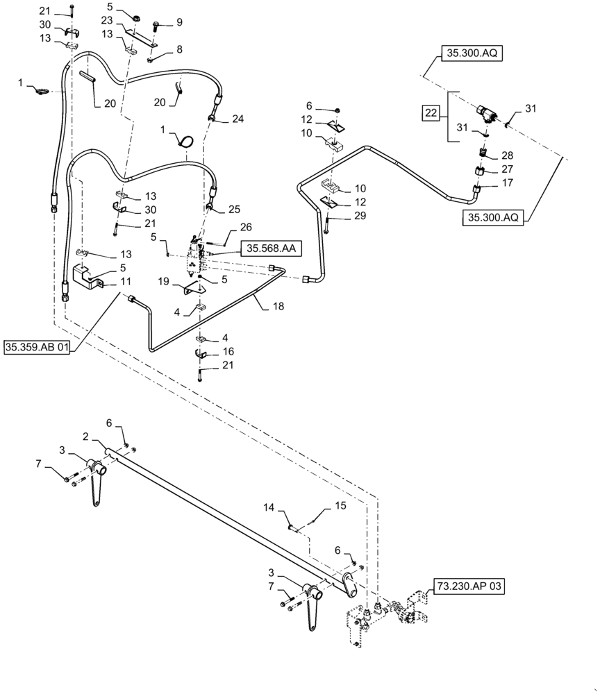 Схема запчастей Case IH 9240 - (73.230.AP[02]) - VAR - 425360, 425428 - ADJUSTER, HYDRAULIC SYSTEM, KNIFE HOLDER (73) - RESIDUE HANDLING