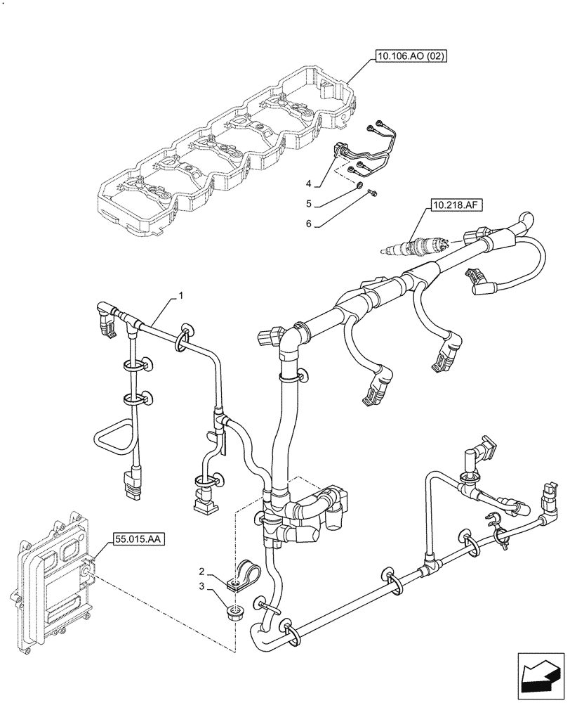 Схема запчастей Case IH F4HFE613A B004 - (55.010.AA) - ENGINE, CABLE (55) - ELECTRICAL SYSTEMS