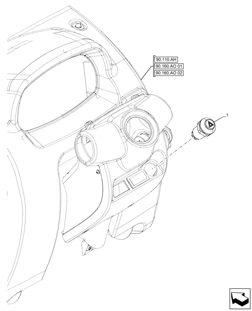 Схема запчастей Case IH FARMALL 130A - (55.405.CF[01]) - VAR - 391610, 393315 - LIGHT SWITCH (55) - ELECTRICAL SYSTEMS