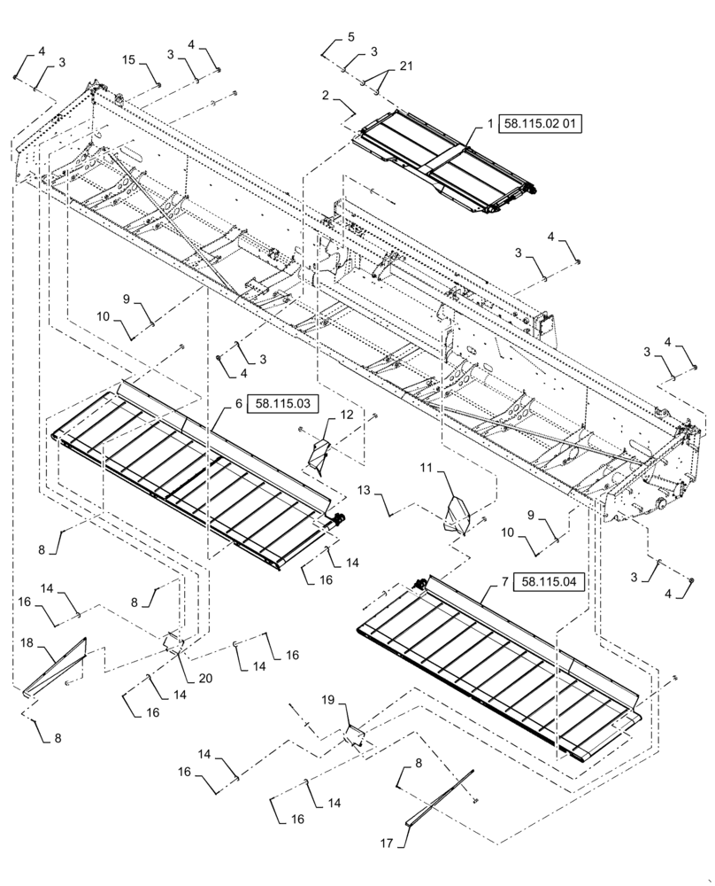 Схема запчастей Case IH 3152 - (58.115.01) - DRAPER, ASSY, 45FT (58) - ATTACHMENTS/HEADERS