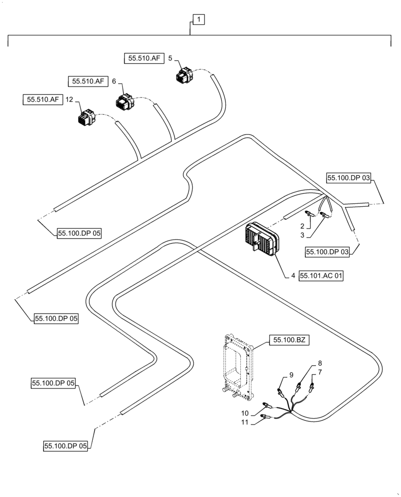 Схема запчастей Case IH WD2304 - (55.100.DP[04]) - WIRE HARNESS & CONNECTOR, DRAPER, CD6 (CONT.) (55) - ELECTRICAL SYSTEMS