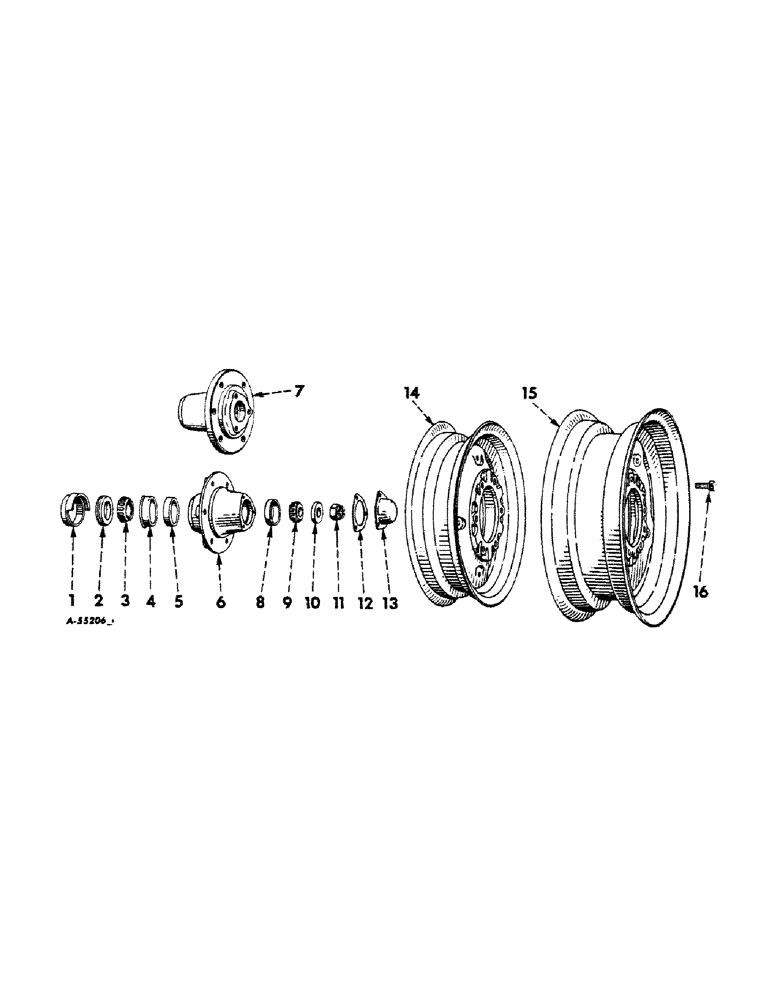 Схема запчастей Case IH 606 - (127) - WHEELS, FRONT WHEELS, FOR STANDARD OR HEAVY-DUTY AXLES (11) - WHEELS