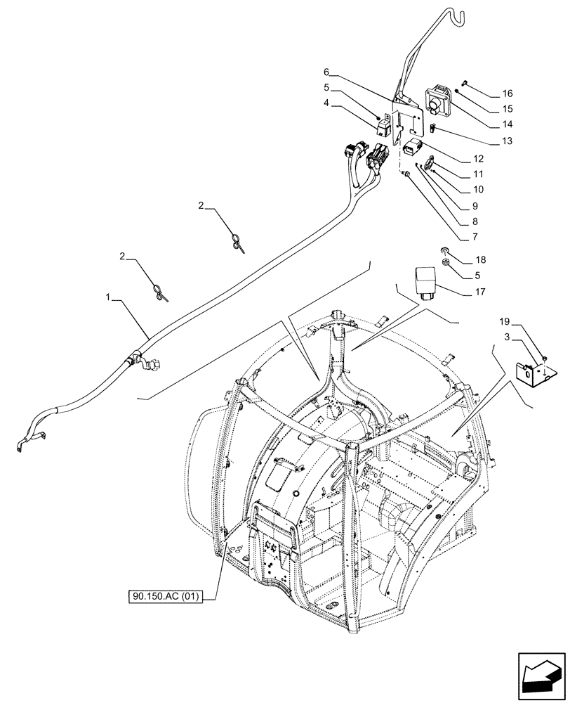 Схема запчастей Case IH PUMA 240 CVT - (55.640.BH) - VAR - 758376 - HARNESS, REAR, ISOBUS (55) - ELECTRICAL SYSTEMS