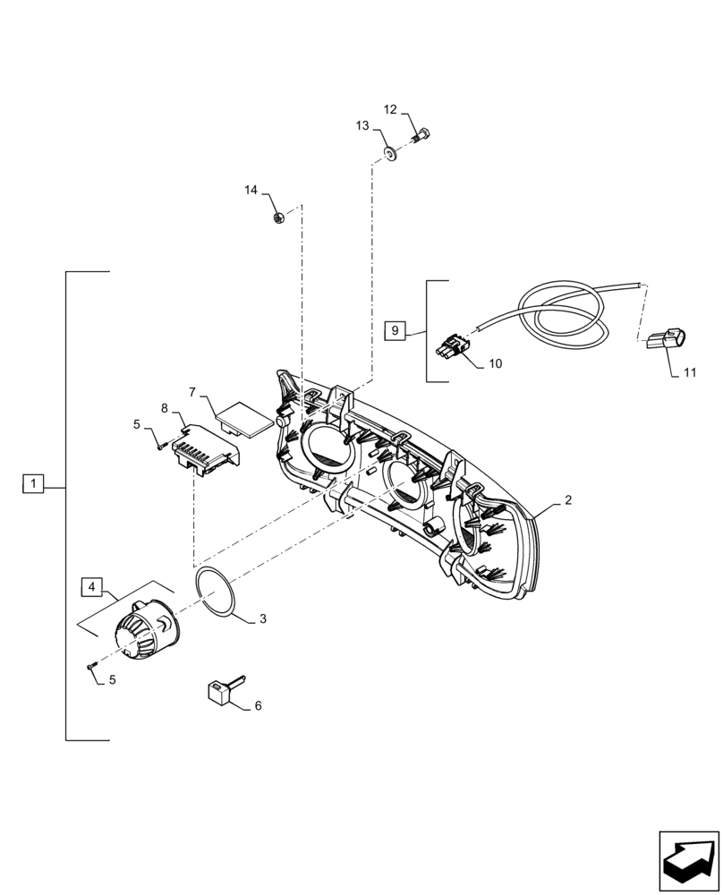 Схема запчастей Case IH PATRIOT 3340 - (55.404.AQ[05]) - HID CENTER WORK LIGHTS (55) - ELECTRICAL SYSTEMS