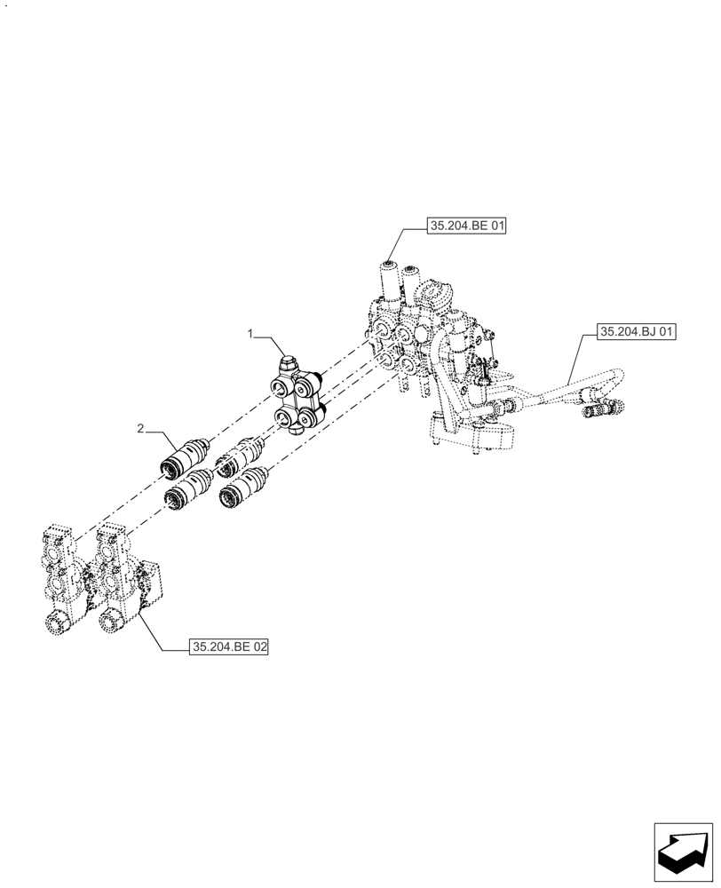 Схема запчастей Case IH FARMALL 140A - (35.204.BE[03]) - VAR - 391267 - 2 REMOTE CONTROL VALVES (35) - HYDRAULIC SYSTEMS