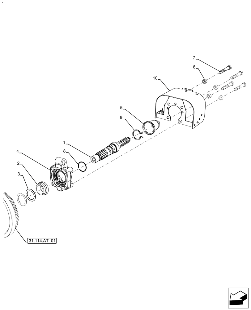 Схема запчастей Case IH FARMALL 110A - (31.110.AI[01]) - VAR - 390844 - PTO 540/1000 RPM, DRIVEN SHAFT (31) - IMPLEMENT POWER TAKE OFF