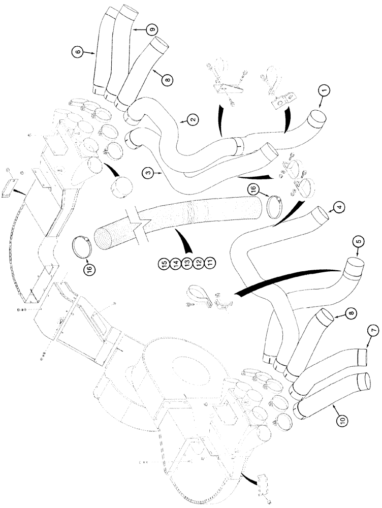 Схема запчастей Case IH 2155 - (9C-38) - AIR DUCTS AND HOSES, 5 ROW WIDE (15) - HANDLING SYSTEM