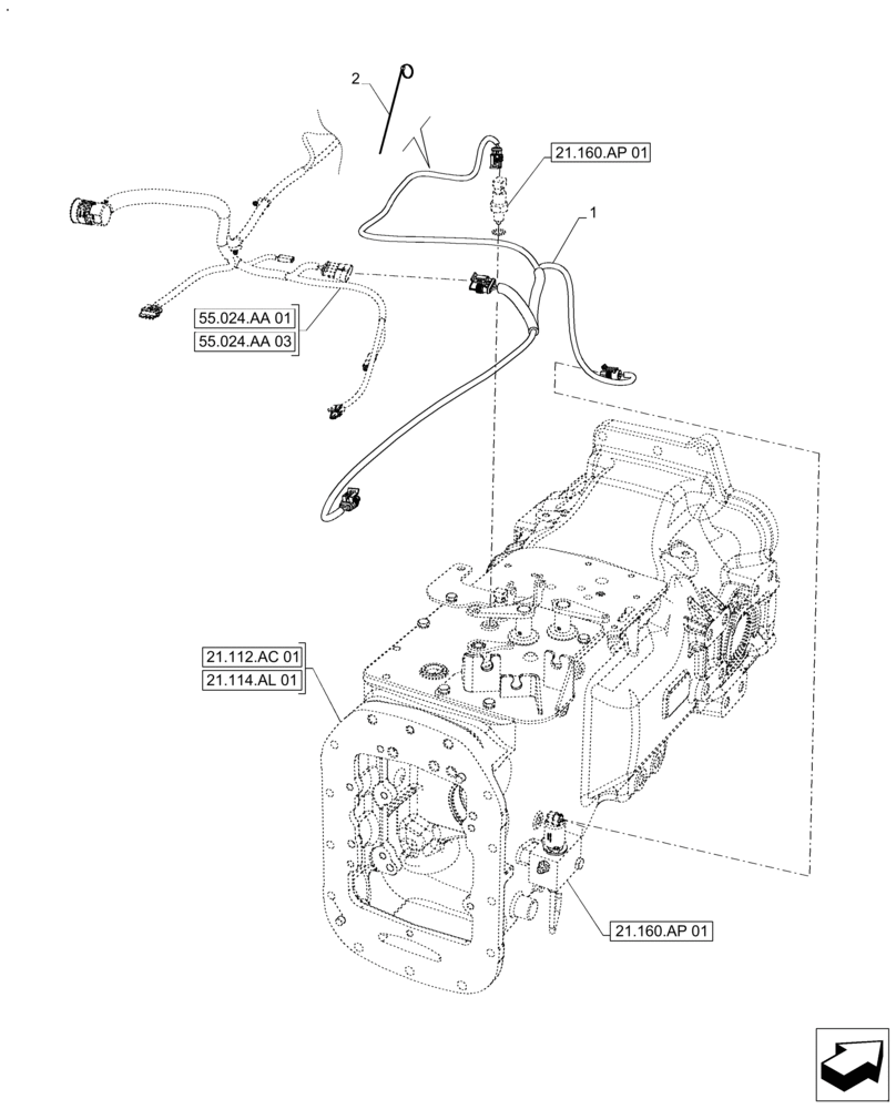 Схема запчастей Case IH FARMALL 110A - (55.100.DP[01]) - VAR - 330066 - HARNESS, CREEPER (55) - ELECTRICAL SYSTEMS