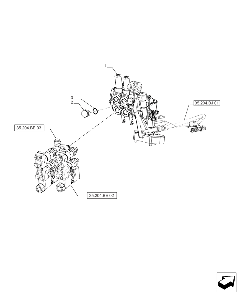 Схема запчастей Case IH FARMALL 110A - (35.204.BE[01]) - VAR - 391267 - 2 REMOTE CONTROL VALVES (35) - HYDRAULIC SYSTEMS