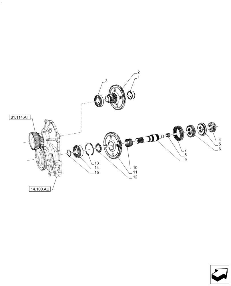 Схема запчастей Case IH FARMALL 110A - (21.160.AN) - VAR - 330066 - CREEPER, GEARS & SHAFT (21) - TRANSMISSION