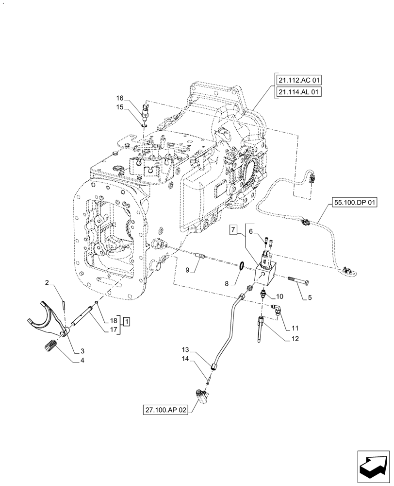 Схема запчастей Case IH FARMALL 120A - (21.160.AP[01]) - VAR - 330066 - CREEPER, CONTROL VALVE (21) - TRANSMISSION