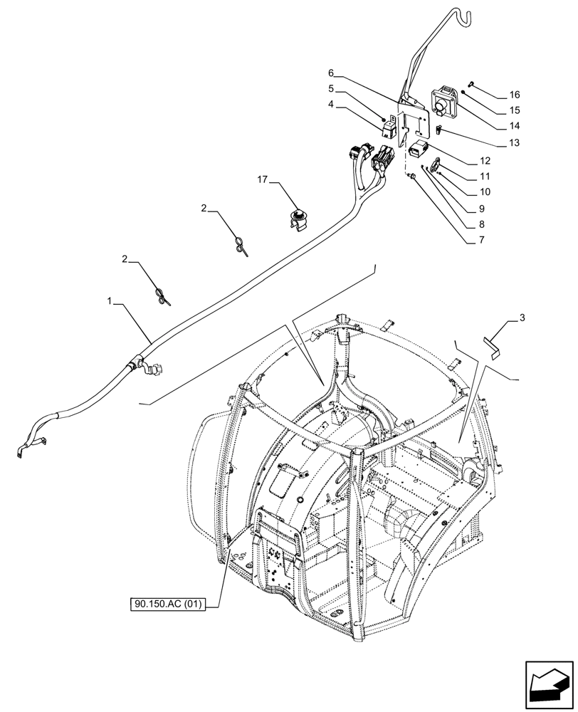 Схема запчастей Case IH PUMA 150 CVT - (55.640.BH) - VAR - 758376 - HARNESS, REAR, ISOBUS (55) - ELECTRICAL SYSTEMS