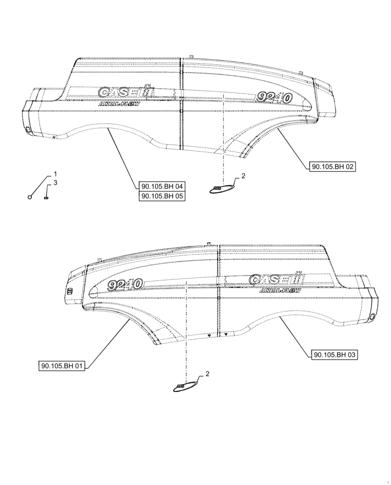 Схема запчастей Case IH 9240 - (90.108.AB[04]) - VAR - 722611 - DECAL (90) - PLATFORM, CAB, BODYWORK AND DECALS