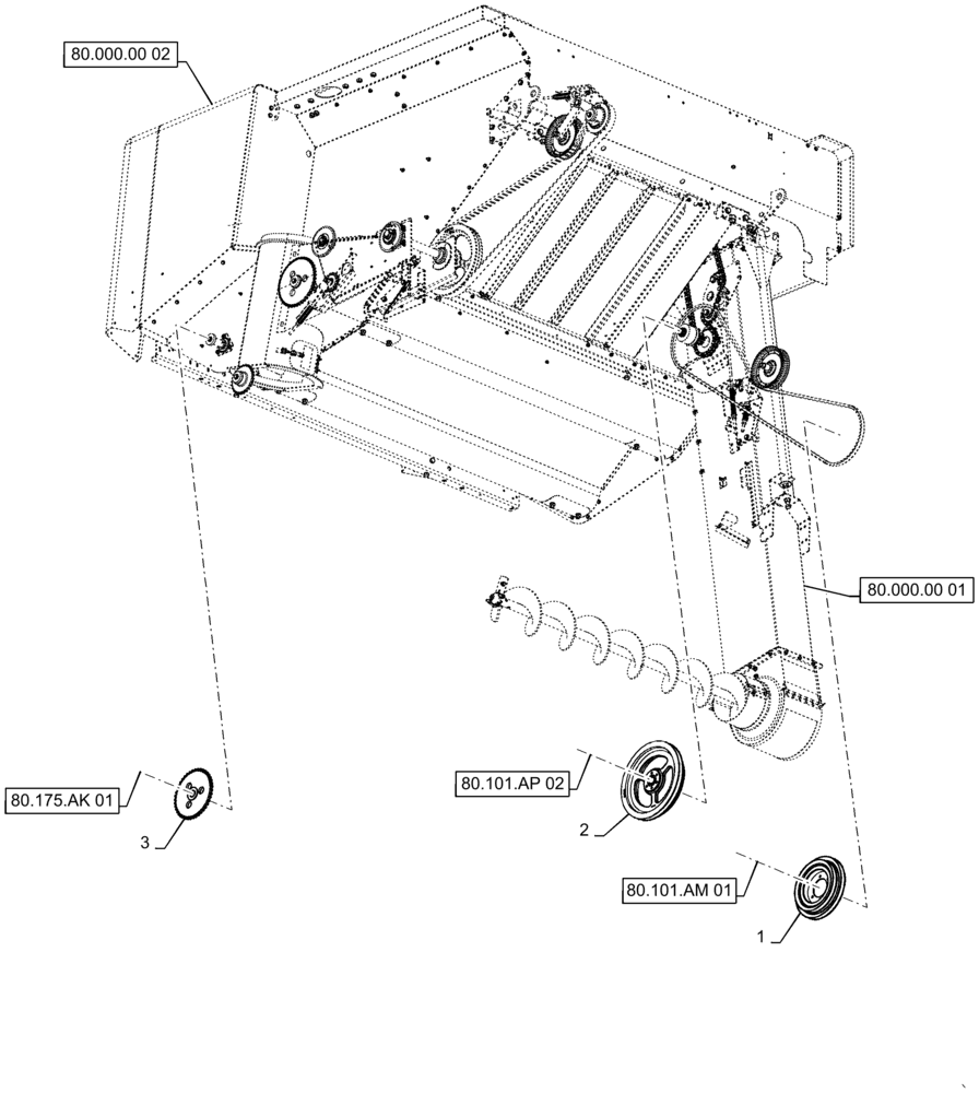 Схема запчастей Case IH 9240 - (80.101.AL) - VAR - 712568 - ELEVATOR, GRAIN TANK, REDUCTION (80) - CROP STORAGE/UNLOADING